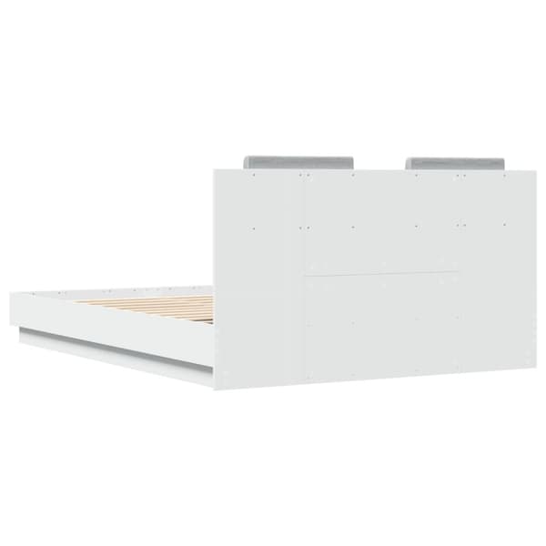 The Living Store sengeramme med sengegavl og LED-lys 140x200 cm hvid - Senge & sengeramme