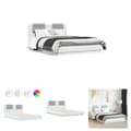 Miniatyrbillede 1 af 11: The Living Store sengeramme med sengegavl og LED-lys 140x200 cm hvid -  Senge & sengeramme