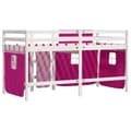 Miniatyrbild 7 av 11: The Living Store Loftsäng med rutschkana rosa 90x200 cm massiv furu -  Sängar & sängramar