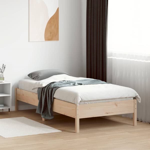 The Living Store sengestel 90x190 cm massivt fyrretræ grå -  Senge & sengeramme