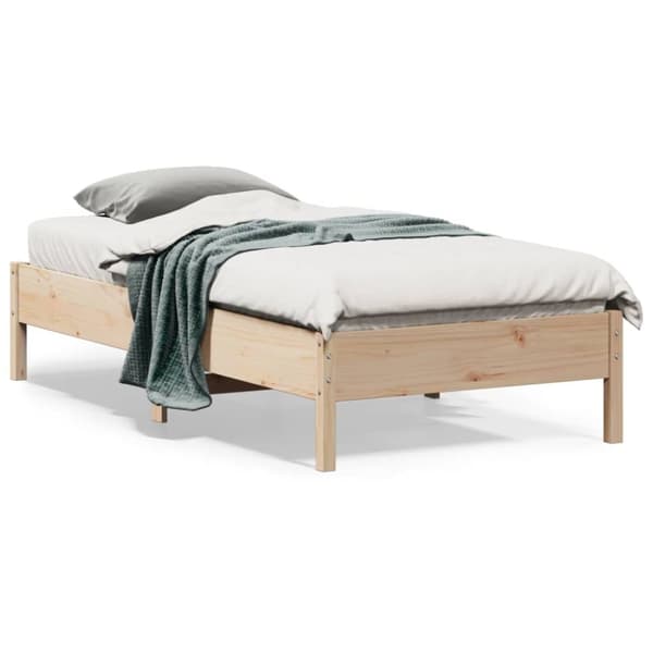 The Living Store sengestel 90x190 cm massivt fyrretræ grå -  Senge & sengeramme