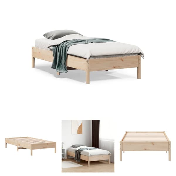 The Living Store sengestel 90x190 cm massivt fyrretræ grå -  Senge & sengeramme
