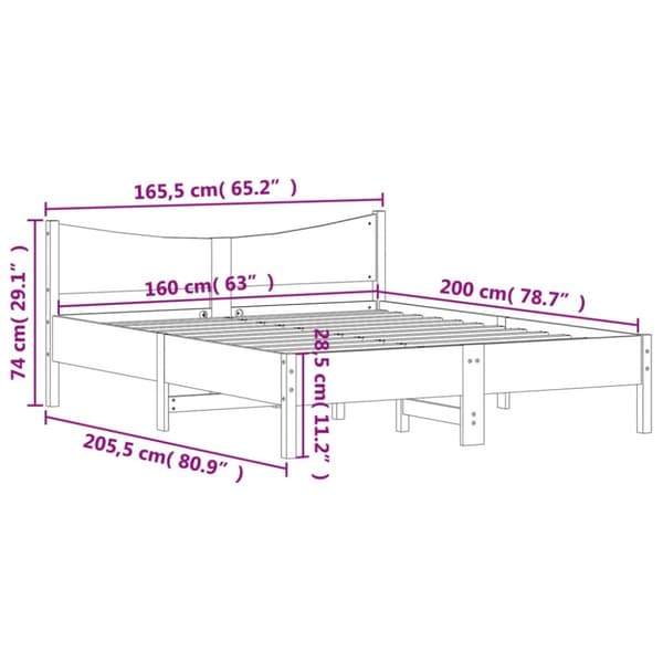 The Living Store sengeramme med sengegavl 160x200 cm massivt fyrretræ -  Senge & sengeramme