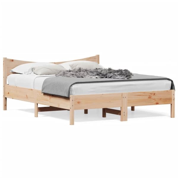 The Living Store sengeramme med sengegavl 160x200 cm massivt fyrretræ -  Senge & sengeramme