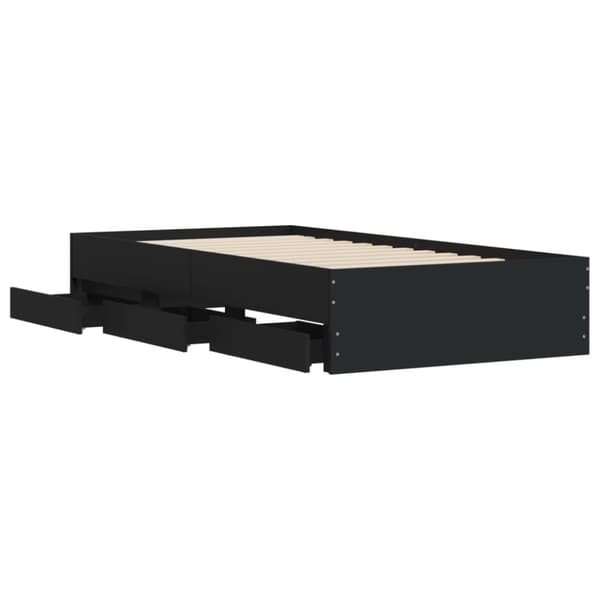 The Living Store sengeramme 90x200 cm konstrueret træ sort -  Senge & sengeramme