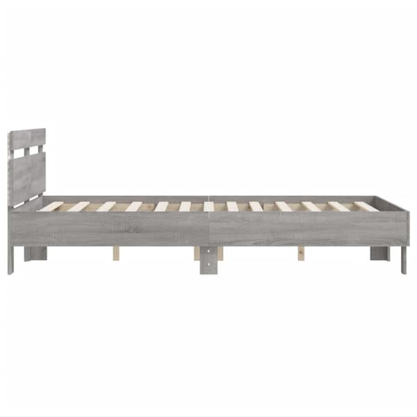 The Living Store sengeramme med sengegavl og LED-lys 120x190 cm grå sonoma-eg - Senge & sengeramme