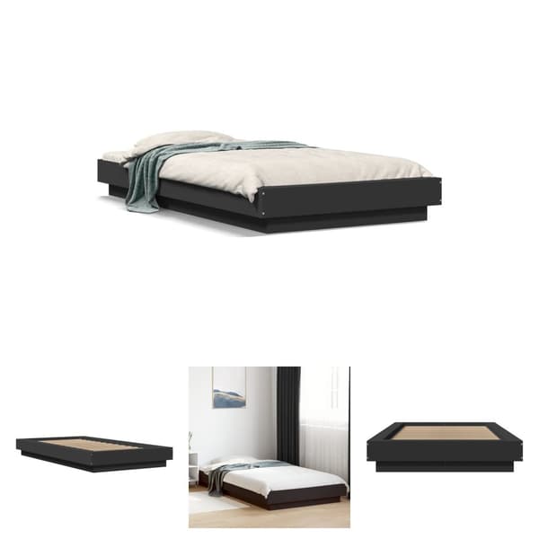 The Living Store sengeramme 90x200 cm konstrueret træ sort -  Senge & sengeramme