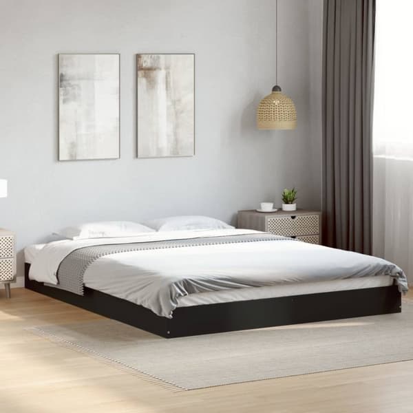 The Living Store sengestel 160x200 cm massivt træ sort - Senge & sengeramme