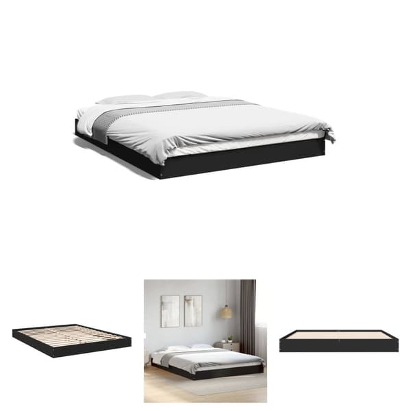 The Living Store sengestel 160x200 cm massivt træ sort - Senge & sengeramme