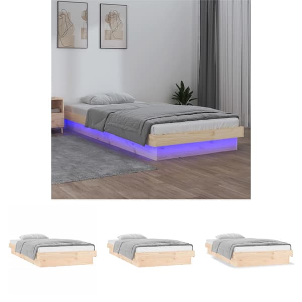 The Living Store Sängram LED 90x190 cm massivt trä -  Sängar & sängramar