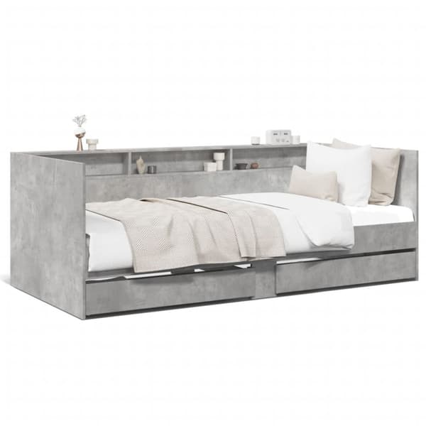 The Living Store Dagbädd med lådor betonggrå 75x190 cm konstruerat trä -  Sängar & sängramar