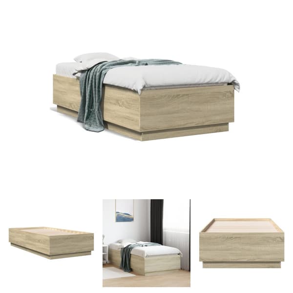 The Living Store sengeramme 75x190 cm konstrueret træ sonoma-eg -  Senge & sengeramme