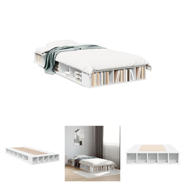 The Living Store sengeramme 90x190 cm konstrueret træ hvid -  Senge & sengeramme