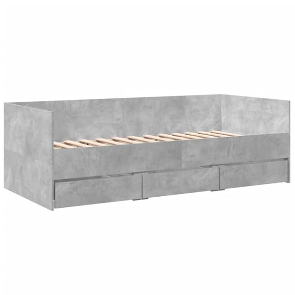 The Living Store daybed med skuffer 90x190 cm konstrueret træ betongrå -  Senge & sengeramme