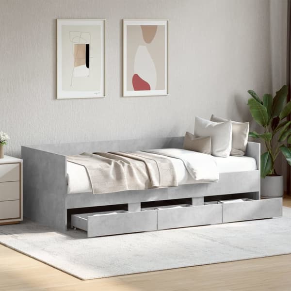 The Living Store daybed med skuffer 90x190 cm konstrueret træ betongrå -  Senge & sengeramme