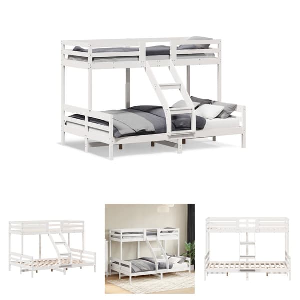 The Living Store Våningssäng 80x200/140x200 cm vit massiv furu -  Sängar & sängramar