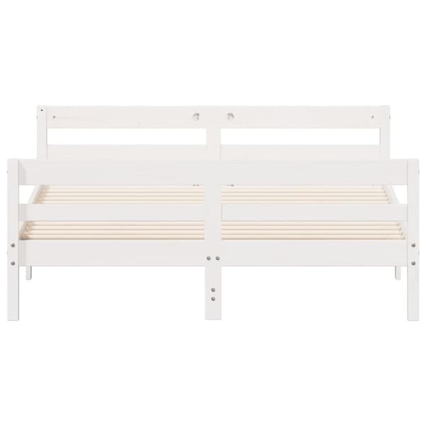The Living Store sengeramme med sengegavl 140x200 cm massivt fyrretræ hvid - Senge & sengeramme