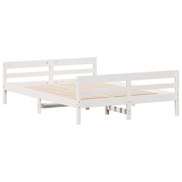 The Living Store sengeramme med sengegavl 140x200 cm massivt fyrretræ hvid -  Senge & sengeramme