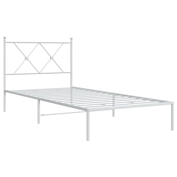The Living Store sengeramme med sengegavl 90x200 cm metal hvid -  Senge & sengeramme