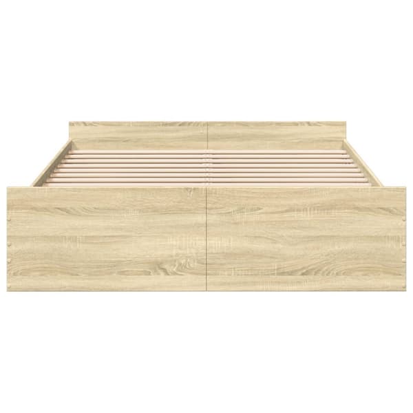 The Living Store sengeramme med skuffer 140x200 cm konstrueret træ sonoma-eg - Senge & sengeramme