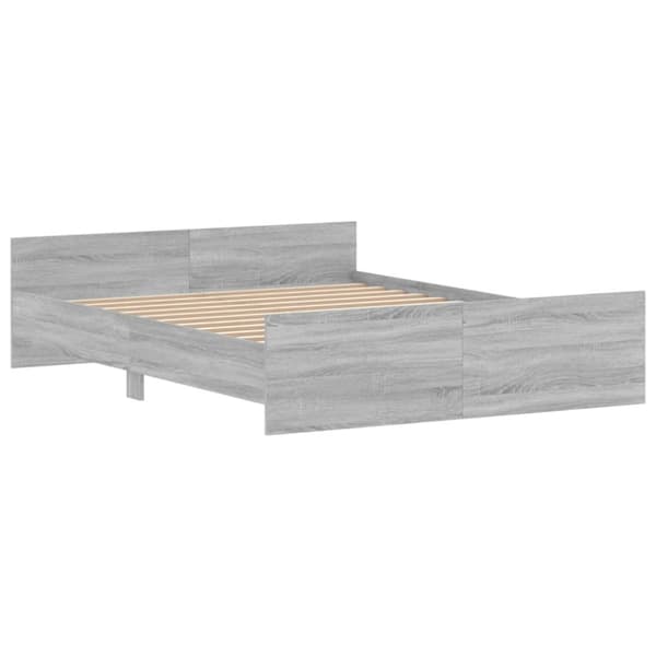 The Living Store sengeramme med sengegavl og fodgærde 160x200 cm grå sonoma-eg -  Senge & sengeramme