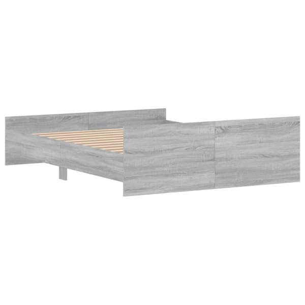 The Living Store sengeramme med sengegavl og fodgærde 160x200 cm grå sonoma-eg -  Senge & sengeramme