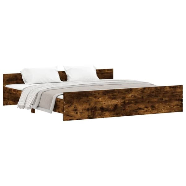 The Living Store sengeramme med sengegavl og fodgærde 180x200 cm røget egetræ -  Senge & sengeramme