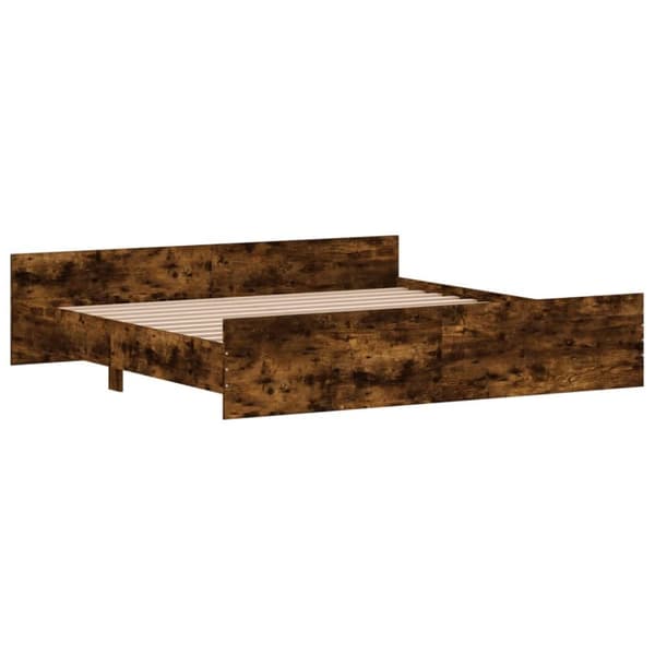 The Living Store sengeramme med sengegavl og fodgærde 180x200 cm røget egetræ -  Senge & sengeramme