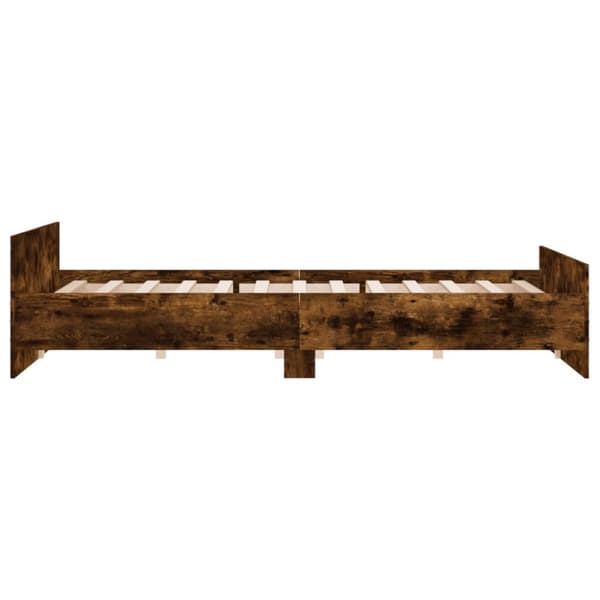 The Living Store sengeramme med sengegavl og fodgærde 180x200 cm røget egetræ -  Senge & sengeramme