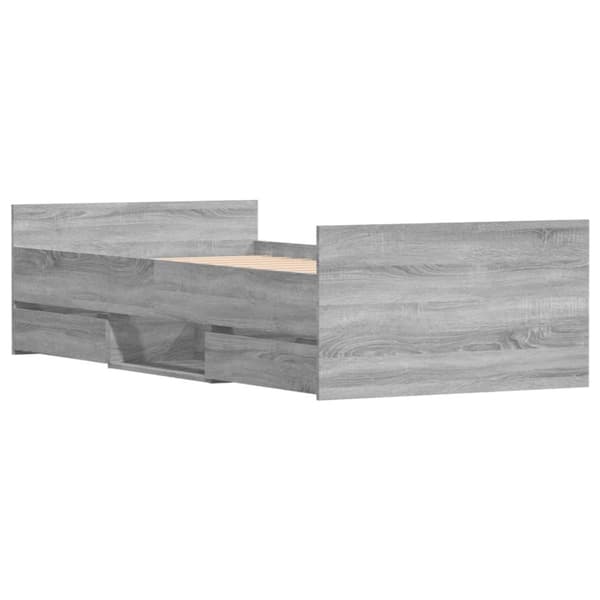 The Living Store sengeramme med sengegavl og fodgærde 90x200 cm grå sonoma-eg - Senge & sengeramme