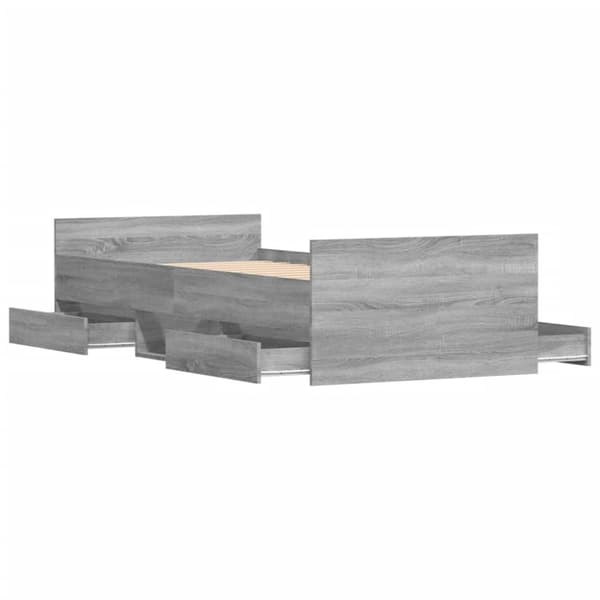 The Living Store sengeramme med sengegavl og fodgærde 90x200 cm grå sonoma-eg - Senge & sengeramme