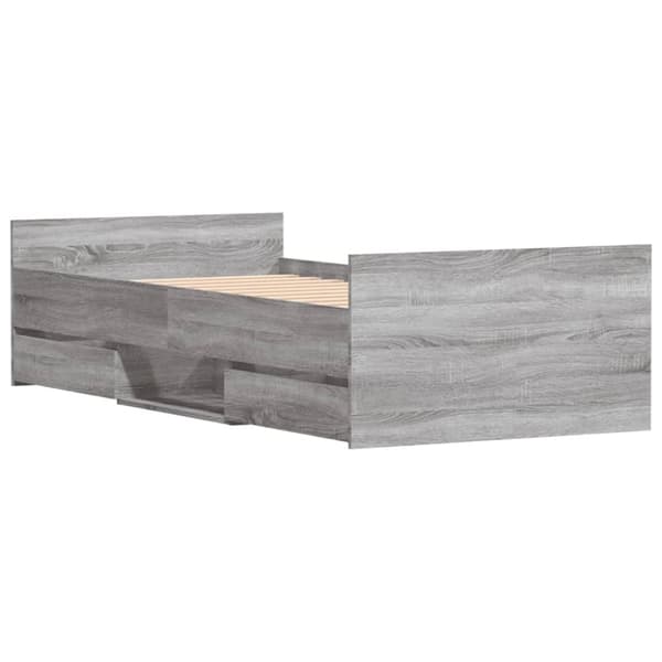 The Living Store sengeramme med sengegavl og fodgærde 90x200 cm grå sonoma-eg - Senge & sengeramme