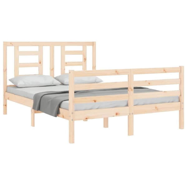 The Living Store sengeramme med sengegavl 140x190 cm massivt træ - Senge & sengeramme