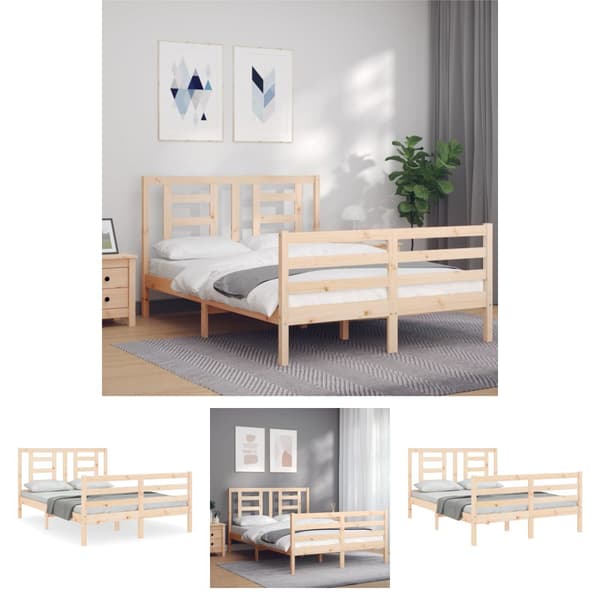 The Living Store sengeramme med sengegavl 140x190 cm massivt træ - Senge & sengeramme