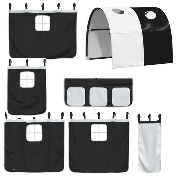 The Living Store Loftsäng med tunnel vit&svart 90x200 cm massiv furu - Sängar & sängramar