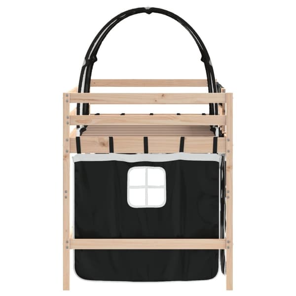 The Living Store Loftsäng med tunnel vit&svart 90x200 cm massiv furu - Sängar & sängramar