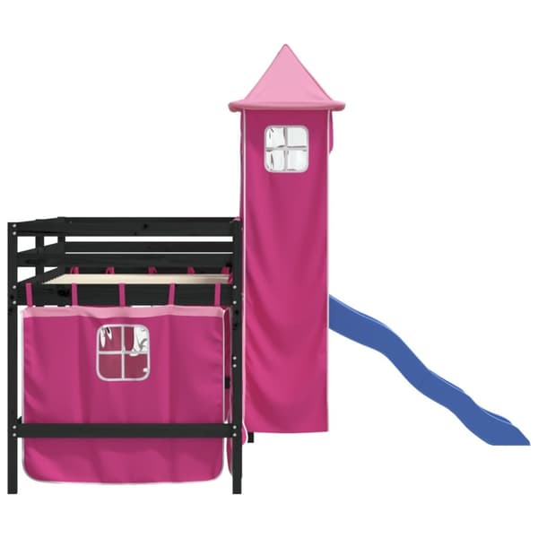 The Living Store højseng med tårn 80x200 cm massivt fyrretræ pink -  Senge & sengeramme