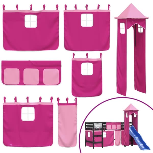 The Living Store højseng med tårn 80x200 cm massivt fyrretræ pink -  Senge & sengeramme