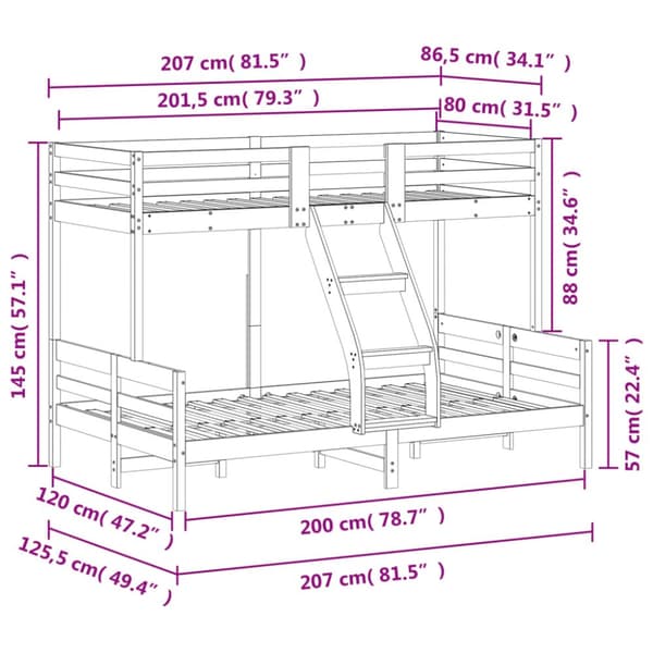 The Living Store Våningssäng 80x200/120x200 cm vit massiv furu -  Sängar & sängramar
