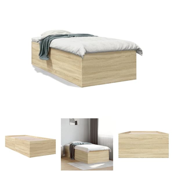 The Living Store sengeramme 100x200 cm konstrueret træ sonoma-eg - Senge & sengeramme