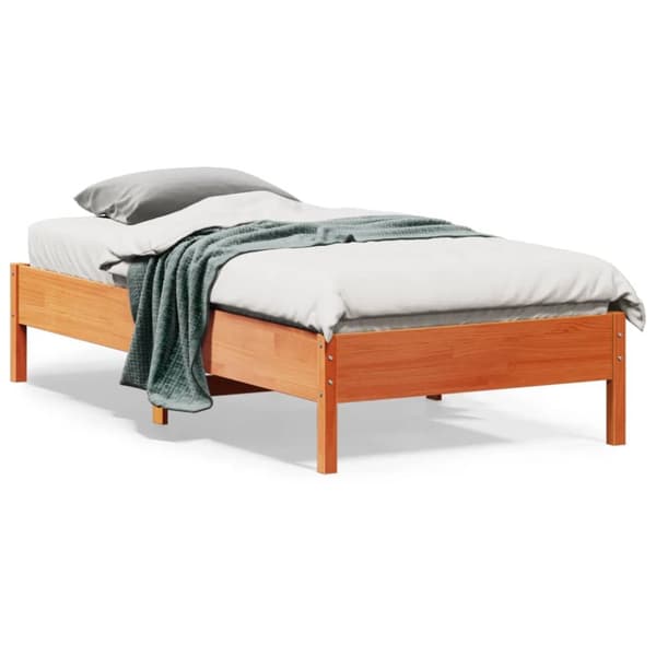 The Living Store sengeramme 90x190 cm massivt fyrretræ gyldenbrun -  Senge & sengeramme