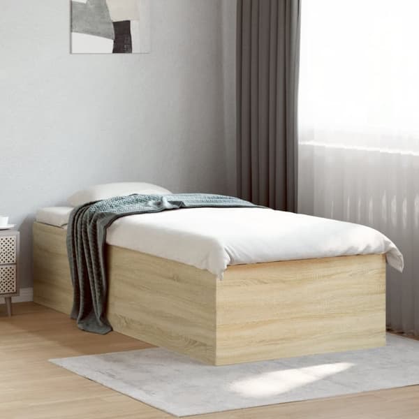 The Living Store sengeramme 75x190 cm konstrueret træ sonoma-eg -  Senge & sengeramme