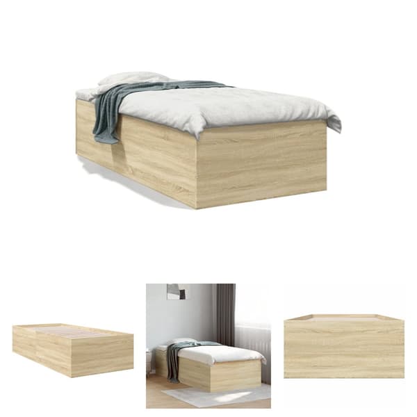 The Living Store sengeramme 75x190 cm konstrueret træ sonoma-eg - Senge & sengeramme