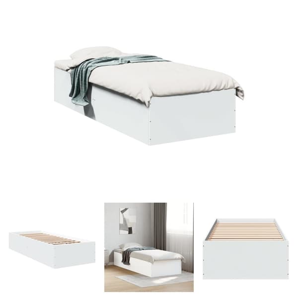 The Living Store sengeramme 90x200 cm konstrueret træ hvid -  Senge & sengeramme