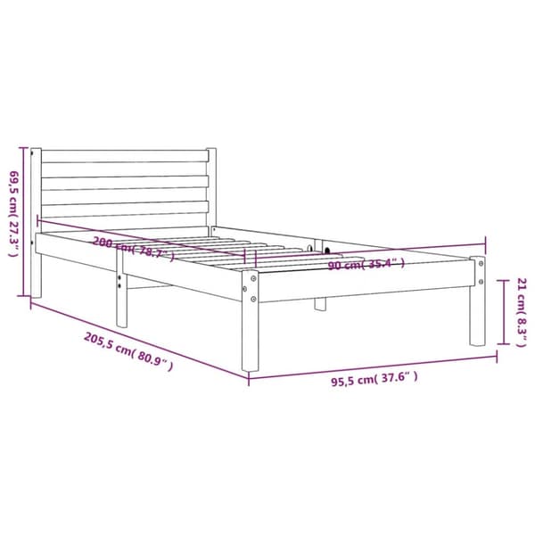 The Living Store sengeramme 90x200 cm massivt fyrretræ gyldenbrun - Senge & sengeramme