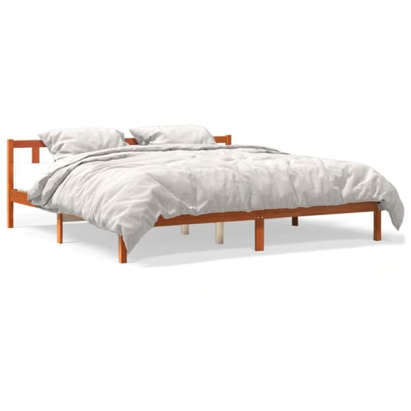 The Living Store sengeramme 200x200 cm massivt fyrretræ gyldenbrun -  Senge & sengeramme
