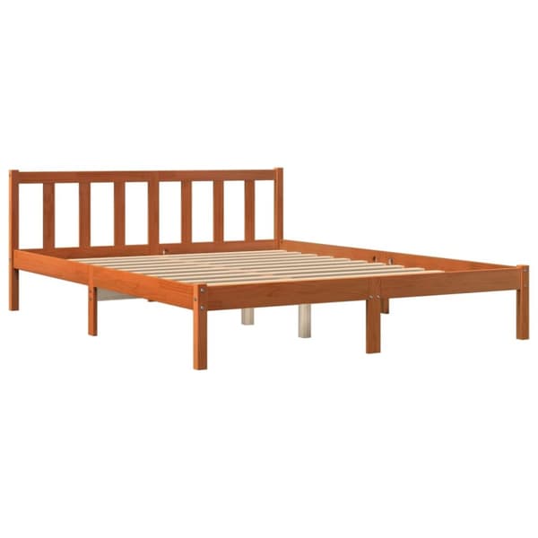 The Living Store sengeramme 160x200 cm massivt fyrretræ gyldenbrun -  Senge & sengeramme