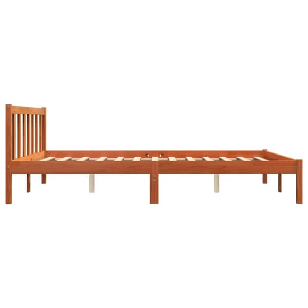 The Living Store sengeramme 160x200 cm massivt fyrretræ gyldenbrun -  Senge & sengeramme