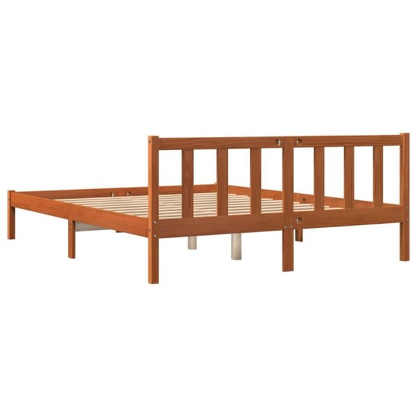 The Living Store sengeramme 160x200 cm massivt fyrretræ gyldenbrun -  Senge & sengeramme