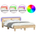 Miniatyrbillede 3 af 11: The Living Store sengeramme med sengegavl og LED-lys 140x200 cm sonoma-eg -  Senge & sengeramme